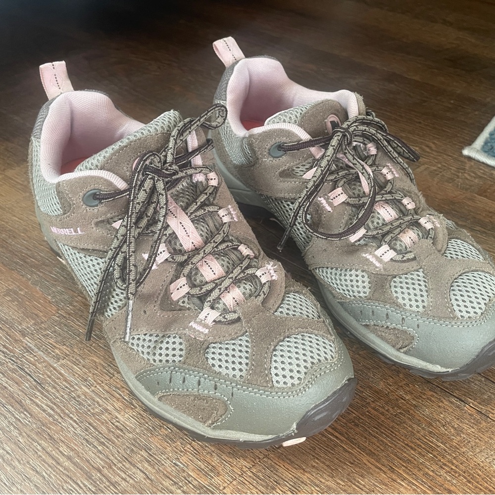 Merrell Olive and Pink Athletic Shoes